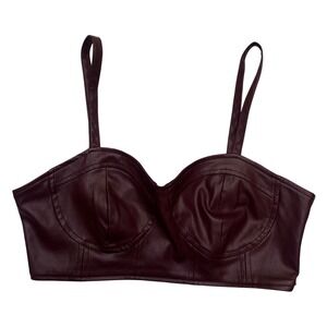 Future Collective‎ Reese Blutstein Faux Leather Burgundy Bralette Size S